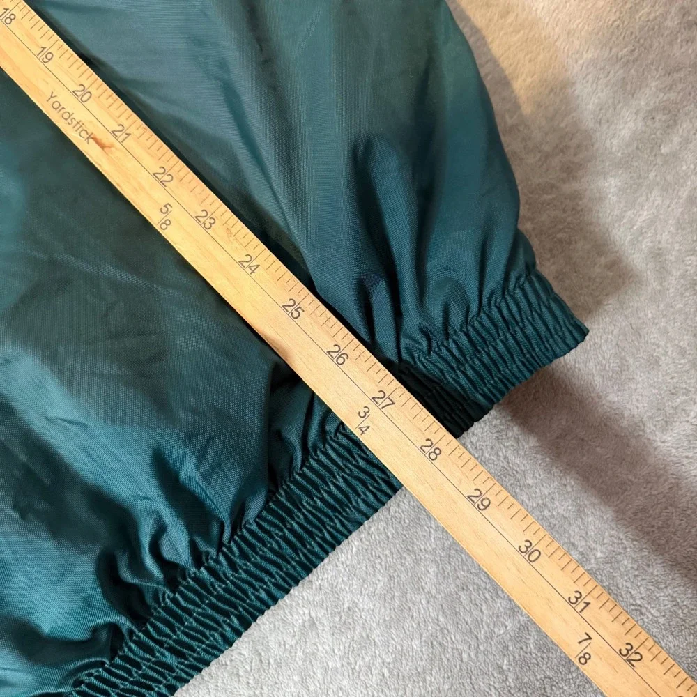 VTG Nike 90s Anorak Jacket Green Black Big Swoosh Quilted‎ L Pullover Kangaroo